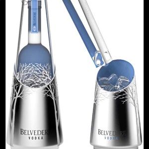 Belvedere vodka stainless steel wine chiller cooler with tongs